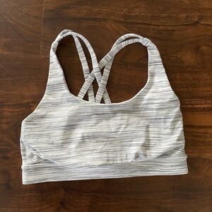 Lululemon Energy Bra Space Dye Camo White Silver Spoon Size 4